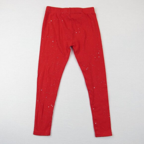 Carter's Toddler Girl's Size 5 Leggings Red Silver Glitter Star Sparkle Holiday - Picture 7 of 8